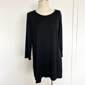Comfy USA Black 3/4 Sleeve Thnic Top Gold Sleeve Accent Size‎ Large